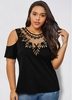ROTITA Plus Size Sequin Detail Cold Shoulder T Shirt