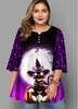 ROTITA Plus Size Sequin Halloween Print T Shirt