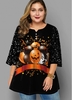 ROTITA Plus Size Sequin Halloween Print T Shirt