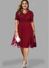 ROTITA Plus Size Short Sleeve Lace Panel Dress