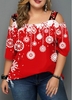 ROTITA Plus Size Snowflake Print Sequin Detail T Shirt