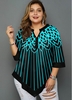 ROTITA Plus Size Stripe Print Asymmetric Hem Blouse