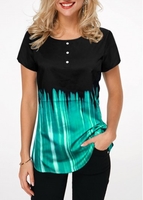 ROTITA Printed Short Sleeve Button Front T Shirt
