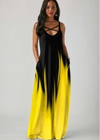 ROTITA Printed Spaghetti Strap Side Pocket Maxi Dress