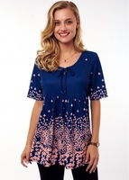 ROTITA Printed Tie Front Short Sleeve T Shirt