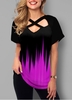 ROTITA Radial Print Short Sleeve Cross Strap T Shirt