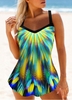 ROTITA Radial Print Wide Strap Cutout Swimdress Top
