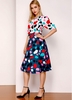 ROTITA Rainbow Color Geometric Print Half Sleeve Dress
