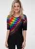 ROTITA Rainbow Color Geometric Print Half Sleeve T Shirt
