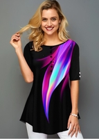 ROTITA Rainbow Color Printed Half Sleeve T Shirt