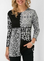 ROTITA Round Neck Button Detail Printed Blouse