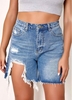 ROTITA Shredded Slant Pocket Frayed Hem Denim Shorts