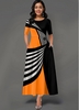 ROTITA Side Pocket Geometric Print Round Neck Maxi Dress