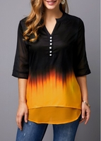 ROTITA Split Neck Half Sleeve Button Detail Blouse