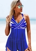 ROTITA Stripe Print Blue Halter Swimdress and Panty