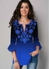 ROTITA Tribal Print Gradient Hanky Cuff Blouse