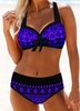 ROTITA Tribal Print Halter Neck Bowknot Bikini Set