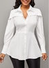 ROTITA Turndown Collar Cutout Sleeve Solid Shirt