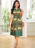 ROTITA Turndown Collar Paisley Print Belted Dress