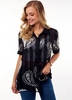 ROTITA Turndown Collar Paisley Print Short Sleeve Blouse