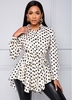 ROTITA Turndown Collar Polka Dot Belted Blouse