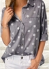 ROTITA Turndown Collar Polka Dot Print Shirt