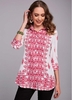 ROTITA Turndown Collar Printed 3/4 Sleeve Blouse