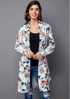 ROTITA Turndown Collar Printed Button Up Blouse