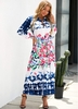 ROTITA Turndown Collar Split Neck Tie Dye Print Dress