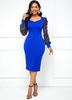 ROTITA V Neck Lace Stitching Puff Sleeve Dress