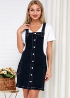 Side Pocket Button Up Spaghetti Strap Denim Dress