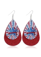 Starry American Flag Print Wine Red Earring Set