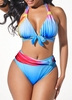 Tie Front Printed Halter Neck Bikini Set