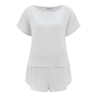 Silk Tee/Shorts Set - Silver - Size L
