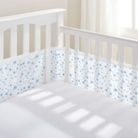 Breathable Baby 4-Sided Mesh Cot Liner - Twinkle Twinkle (Blue Stars)