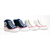 Converse Infant Booties Pack of 2 - 0-6 Months - Navy amp; White