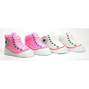 Converse Infant Booties Pack of 2 - 0-6 Months - Pink amp; White