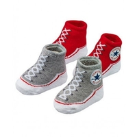Converse Infant Booties Pack of 2 - 0-6 Months - Red amp; Grey
