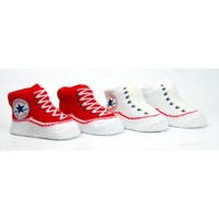 Converse Infant Booties Pack of 2 - 0-6 Months - Red amp; White