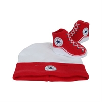 Converse Infant Hat amp; Booties 2 Piece set - 0-6 Months - Red