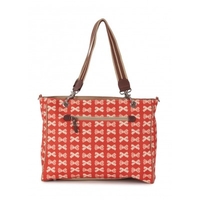 Pink Lining Bramley Tote - Cream Bows on Red