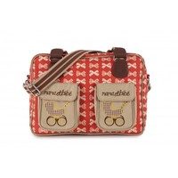 Pink Lining Mama et Bebe - Cream Bows on Red
