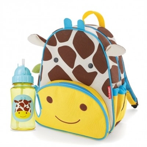 Skip Hop Zoo Pack Backpack Bag + Straw Bottle Combo - Giraffe