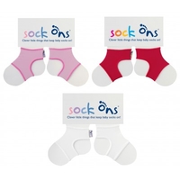 Sock Ons Girls 3 Pack - Red/Pink/White (0-6 or 6-12 months)