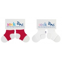 Sock Ons Unisex 2 Pack - Red + White (0-6 or 6-12 months)