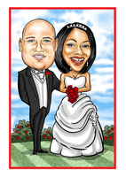 Wedding Couple Caricatures - Black Frame