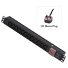 1U 12 Way IEC Sockets,  Horizontal PDU with UK Mains Plug