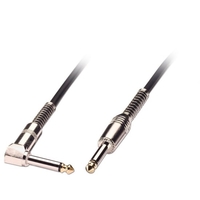 2m Guitar Lead - 1/4" Straight Jack to 1/4" Right Angled Jack,  Black