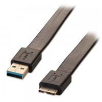 3m Flat USB 3.0 Cable - Type A Male to Micro-B Male,  Black