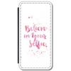 iPhone 5/5S Faux Leather Flip Case - Believe In Your Selfie - Pink